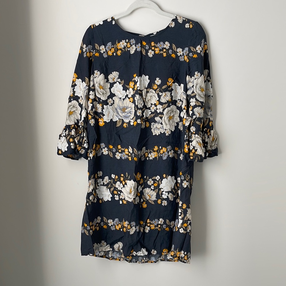 Womens Floral Fall Long Sleeve Dress Size Small